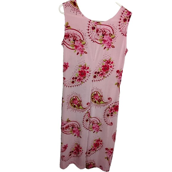 Caroline Strauss Pink And Red Floral Paisley Tank Dress Womans Medium pull on - Picture 3 of 3
